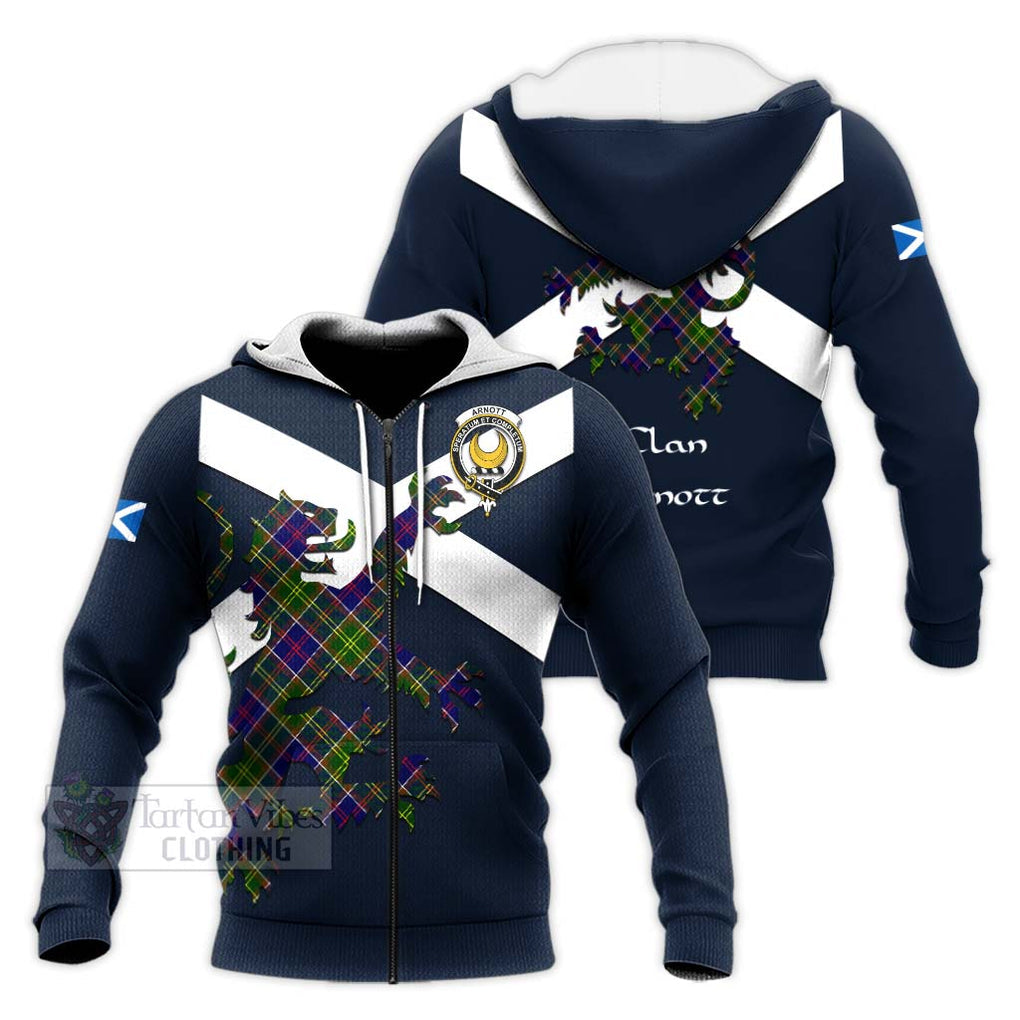 Tartan Vibes Clothing Arnott Tartan Lion Rampant Knitted Hoodie – Proudly Display Your Heritage with Alba Gu Brath and Clan Name