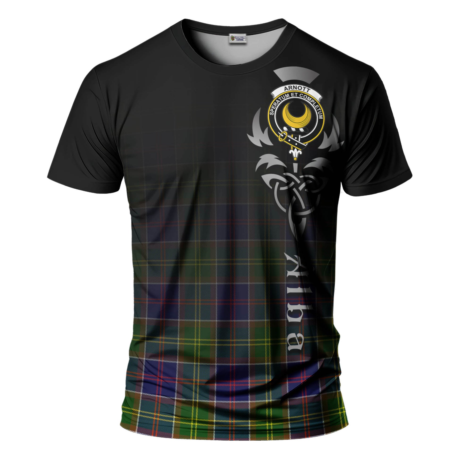 Tartan Vibes Clothing Arnott Tartan T-Shirt Featuring Alba Gu Brath Family Crest Celtic Inspired