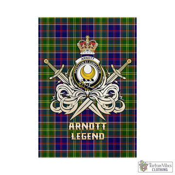 Arnott Tartan Garden Flag with Clan Crest and the Golden Sword of Courageous Legacy - Tartan Vibes Clothing