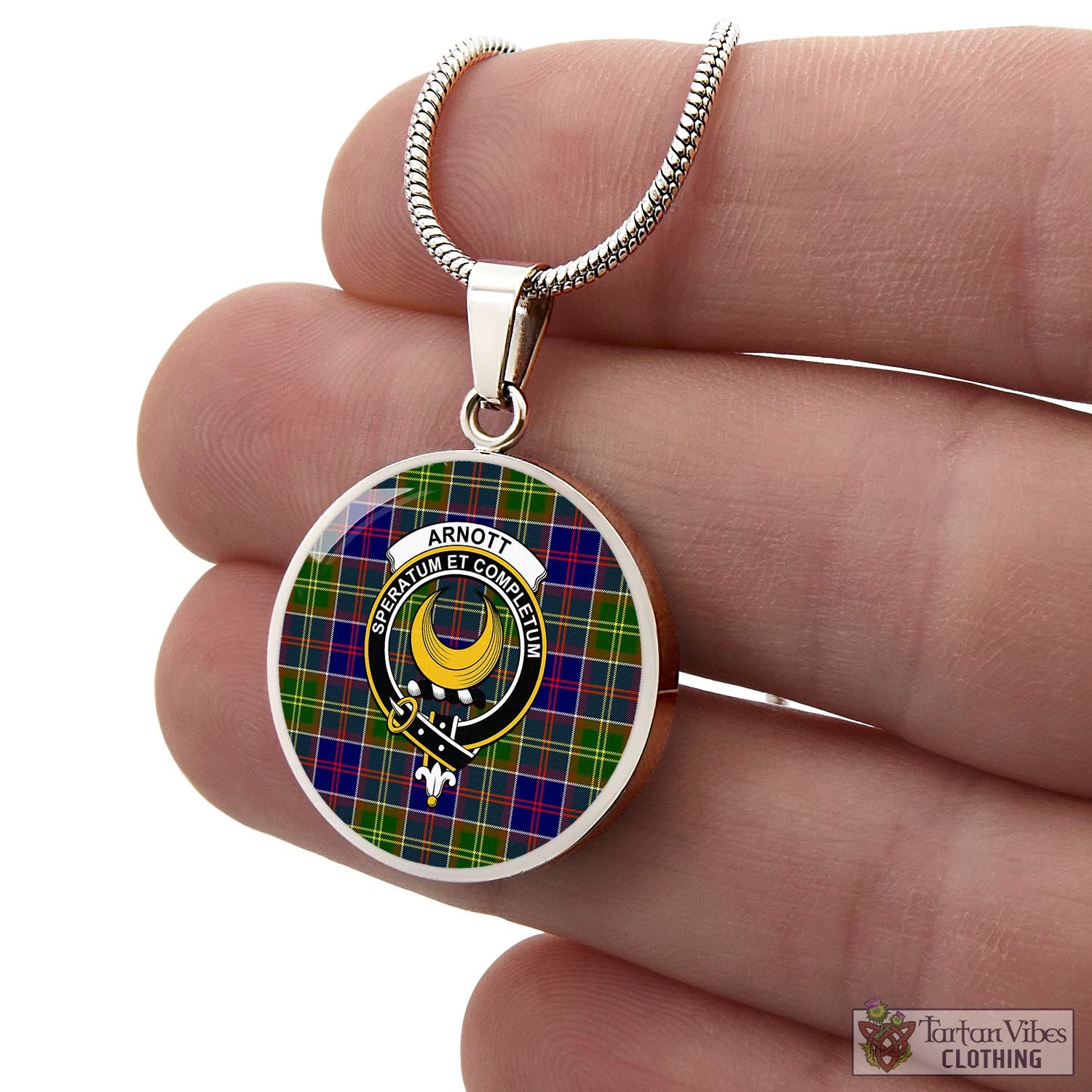 Arnott Tartan Circle Necklace with Family Crest - Tartan Vibes Clothing