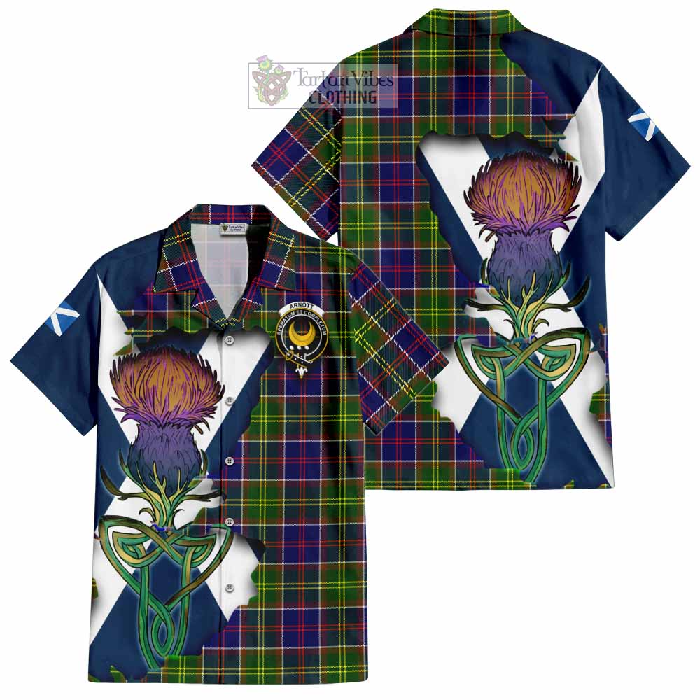 Arnott Tartan Family Crest Hawaiian Shirt Scottish Thistle Celtic Inspired - Tartan Vibes Clothing