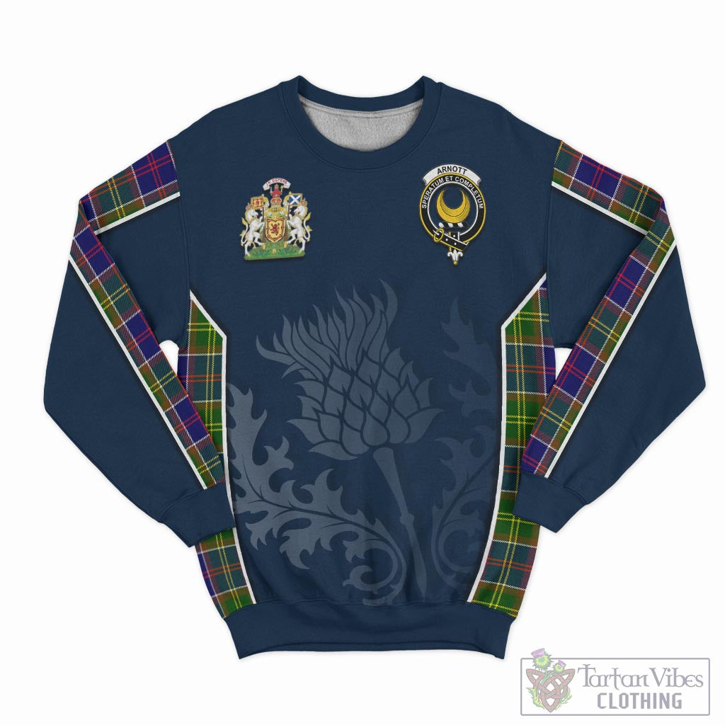 Tartan Vibes Clothing Arnott Tartan Sweatshirt with Family Crest and Scottish Thistle Vibes Sport Style