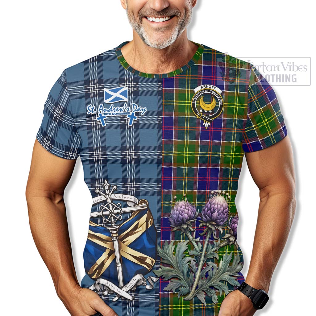 Tartan Vibes Clothing Arnott Tartan T-Shirt Happy St. Andrew's Day Half Tartan Style