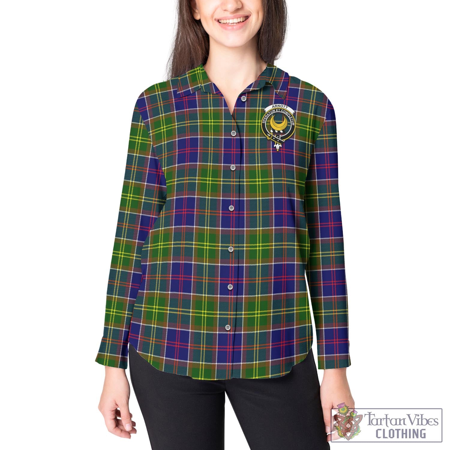 Tartan Vibes Clothing Arnott Tartan Womens Casual Shirt with Family Crest