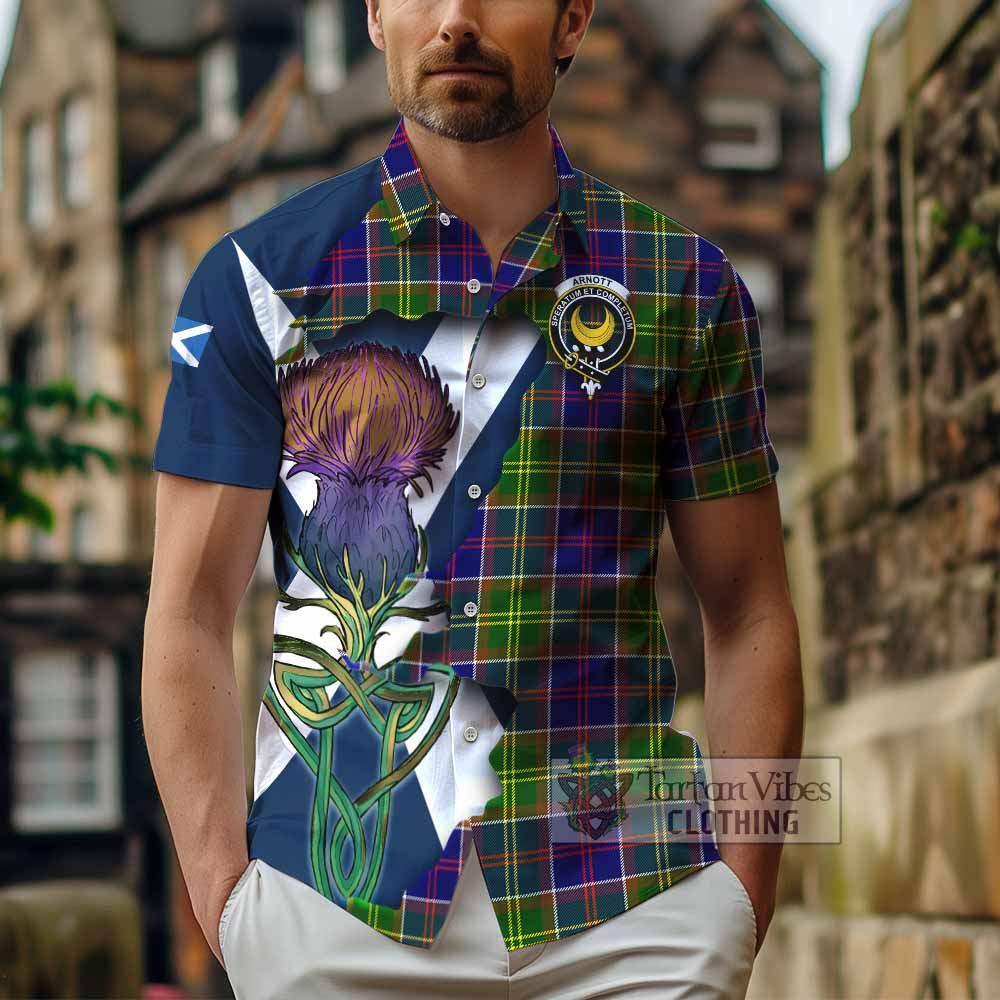 Arnott Tartan Family Crest Hawaiian Shirt Scottish Thistle Celtic Inspired - Tartan Vibes Clothing