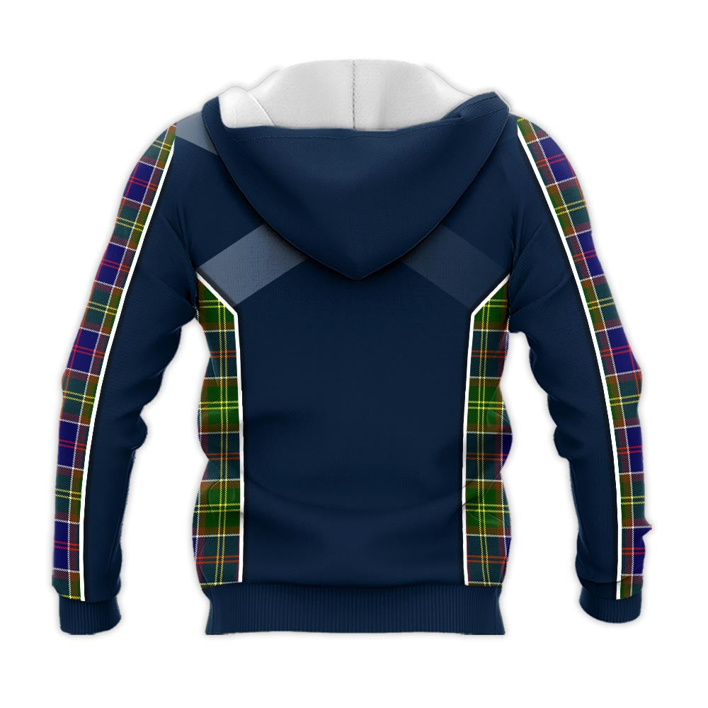 Tartan Vibes Clothing Arnott Tartan Knitted Hoodie with Family Crest and Scottish Thistle Vibes Sport Style