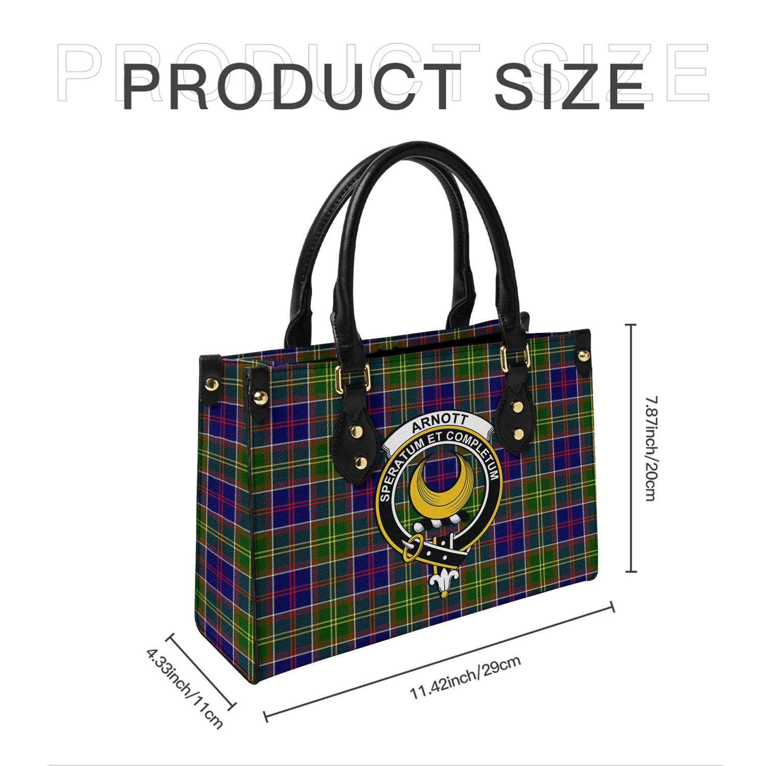 Arnott Tartan Leather Bag with Family Crest - Tartanvibesclothing