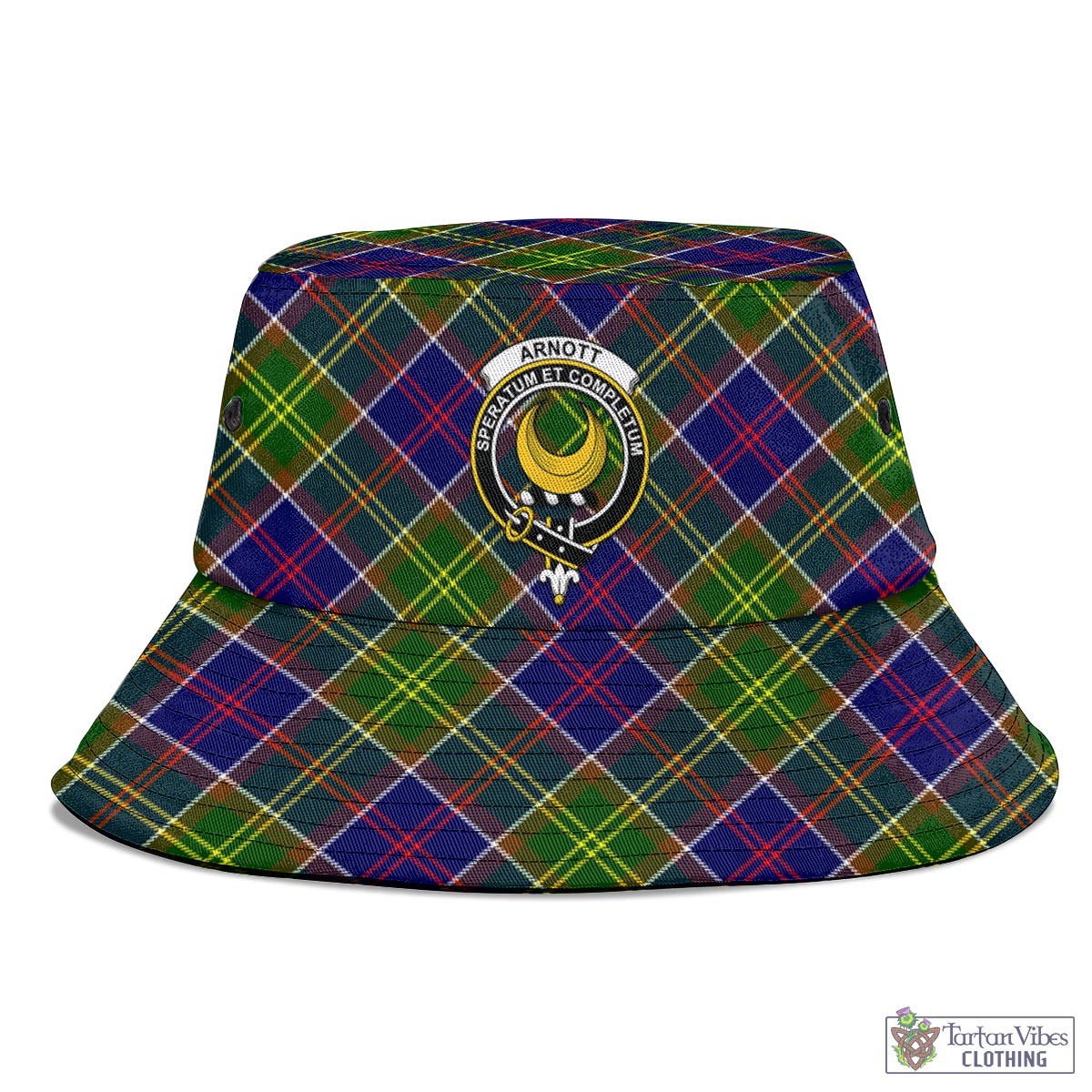 Tartan Vibes Clothing Arnott Tartan Bucket Hat with Family Crest