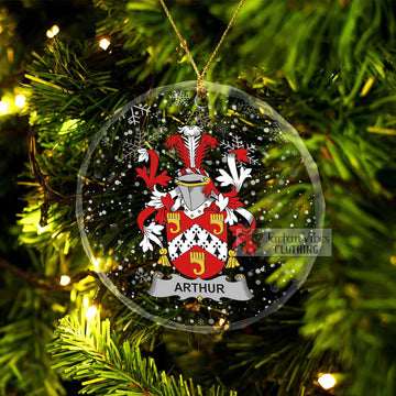 Arthur Irish Clan Christmas Glass Ornament with Coat of Arms