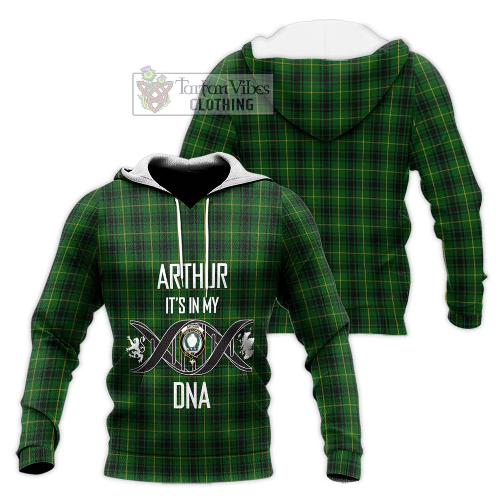 Arthur Tartan Knitted Hoodie with Family Crest DNA In Me Style Unisex Knitted Pullover Hoodie - Tartanvibesclothing Shop