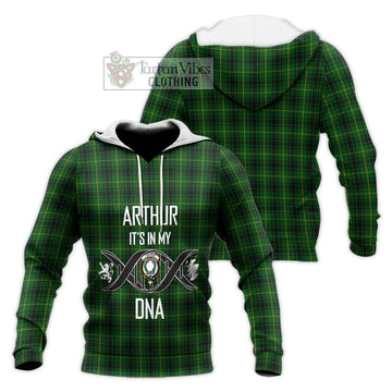 Arthur Tartan Knitted Hoodie with Family Crest DNA In Me Style