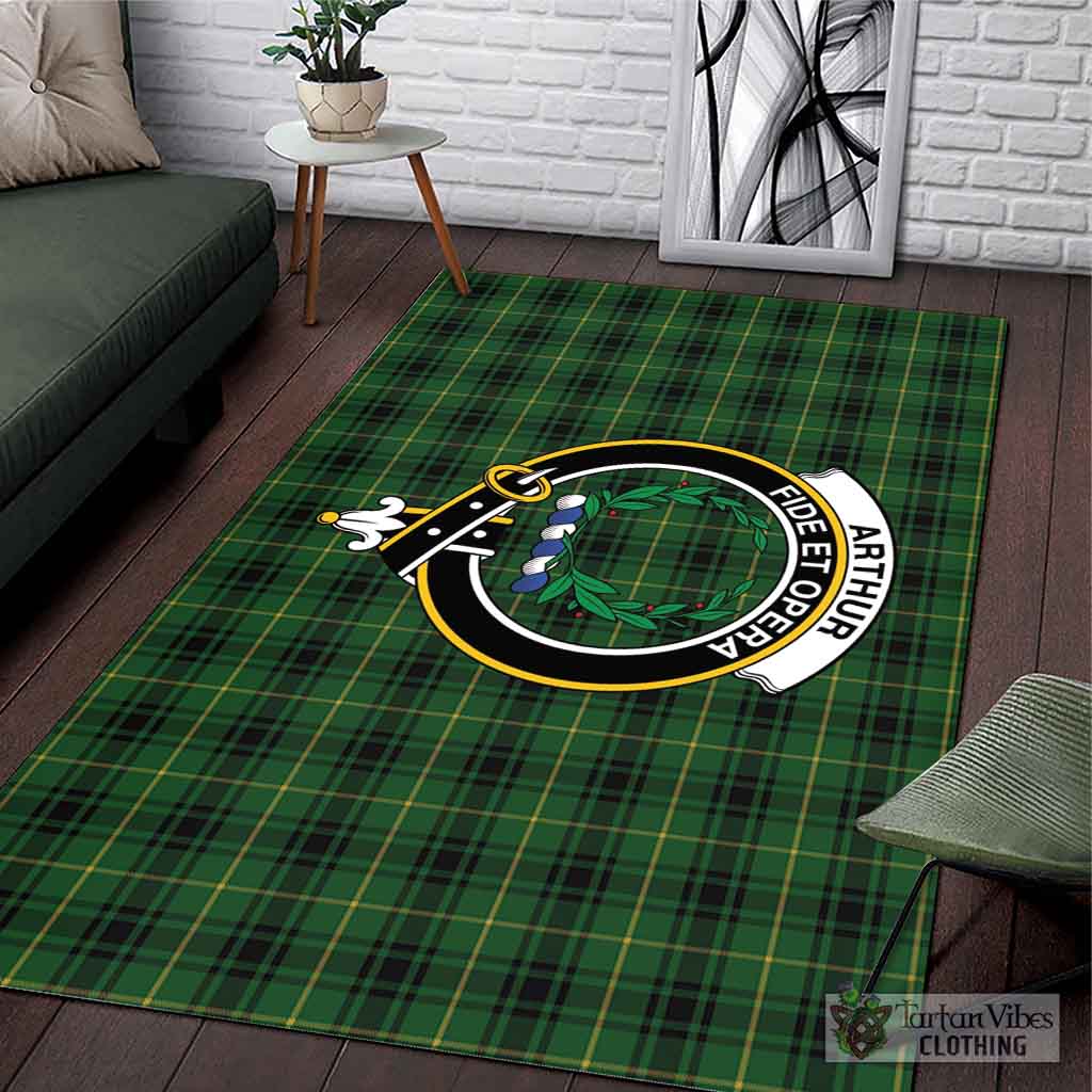 Tartan Vibes Clothing Arthur Tartan Area Rug with Family Crest