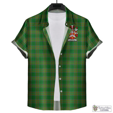 Arthur Irish Clan Tartan Short Sleeve Button Up with Coat of Arms