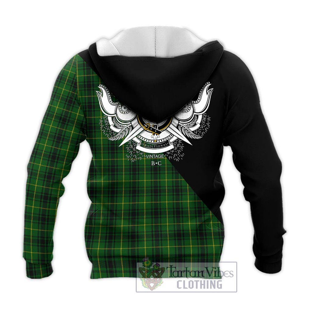 Arthur Tartan Knitted Hoodie with Family Crest and Military Logo Style - Tartanvibesclothing Shop