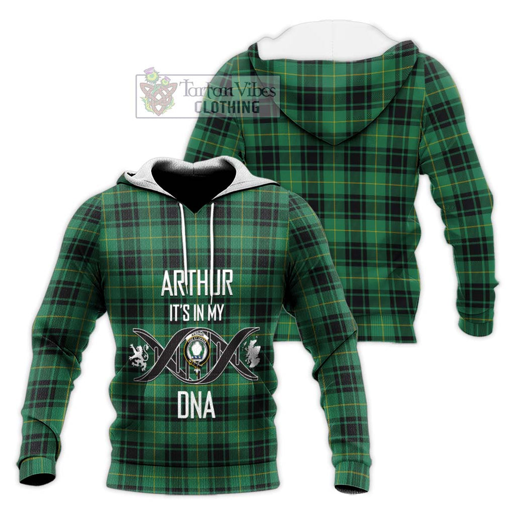 Arthur Ancient Tartan Knitted Hoodie with Family Crest DNA In Me Style Unisex Knitted Pullover Hoodie - Tartanvibesclothing Shop