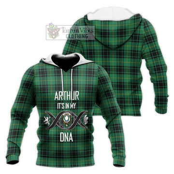 Arthur Ancient Tartan Knitted Hoodie with Family Crest DNA In Me Style