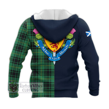 Arthur Ancient Tartan Knitted Hoodie Alba with Scottish Lion Royal Arm Half Style