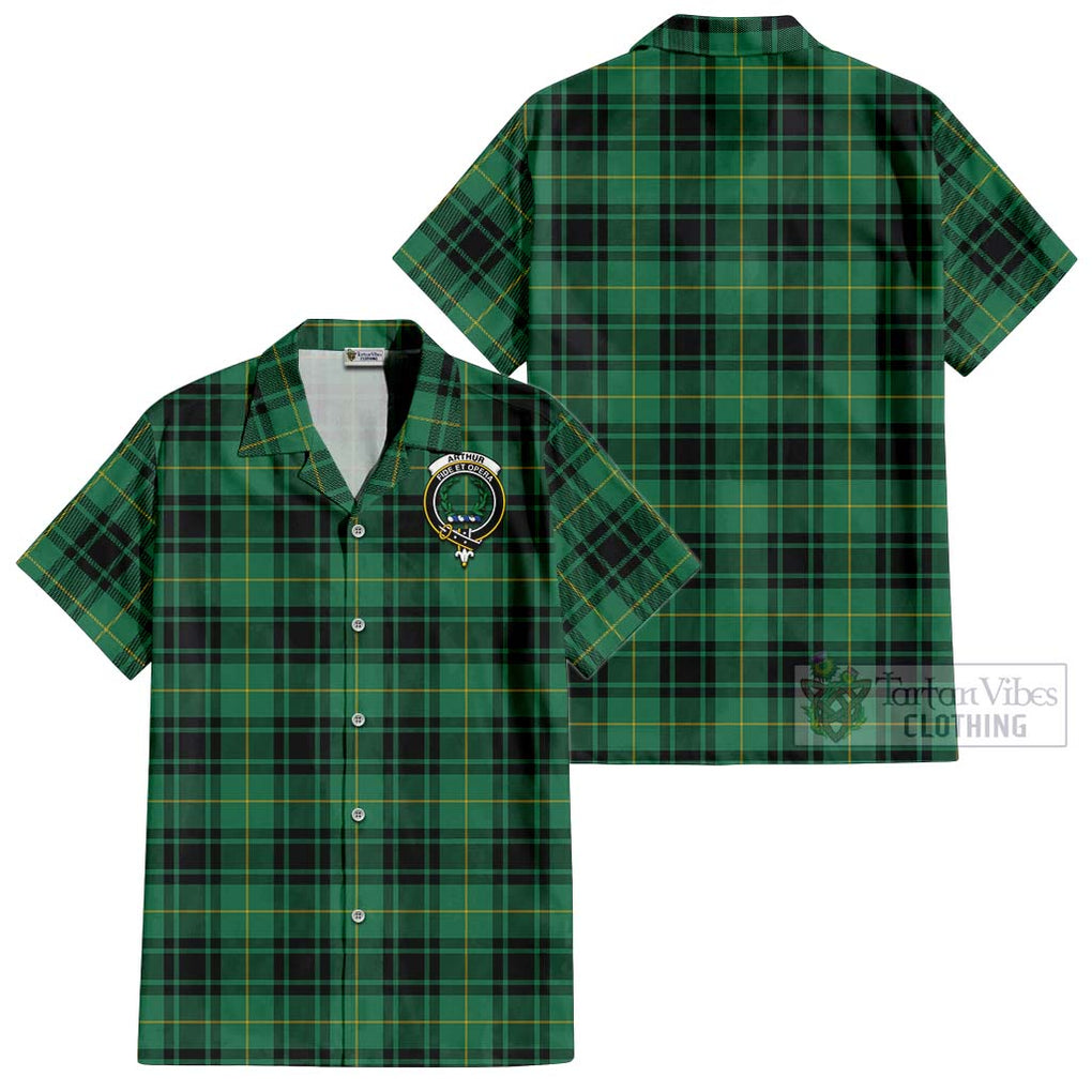 Arthur Ancient Tartan Cotton Hawaiian Shirt with Family Crest Kid - Tartan Vibes Clothing