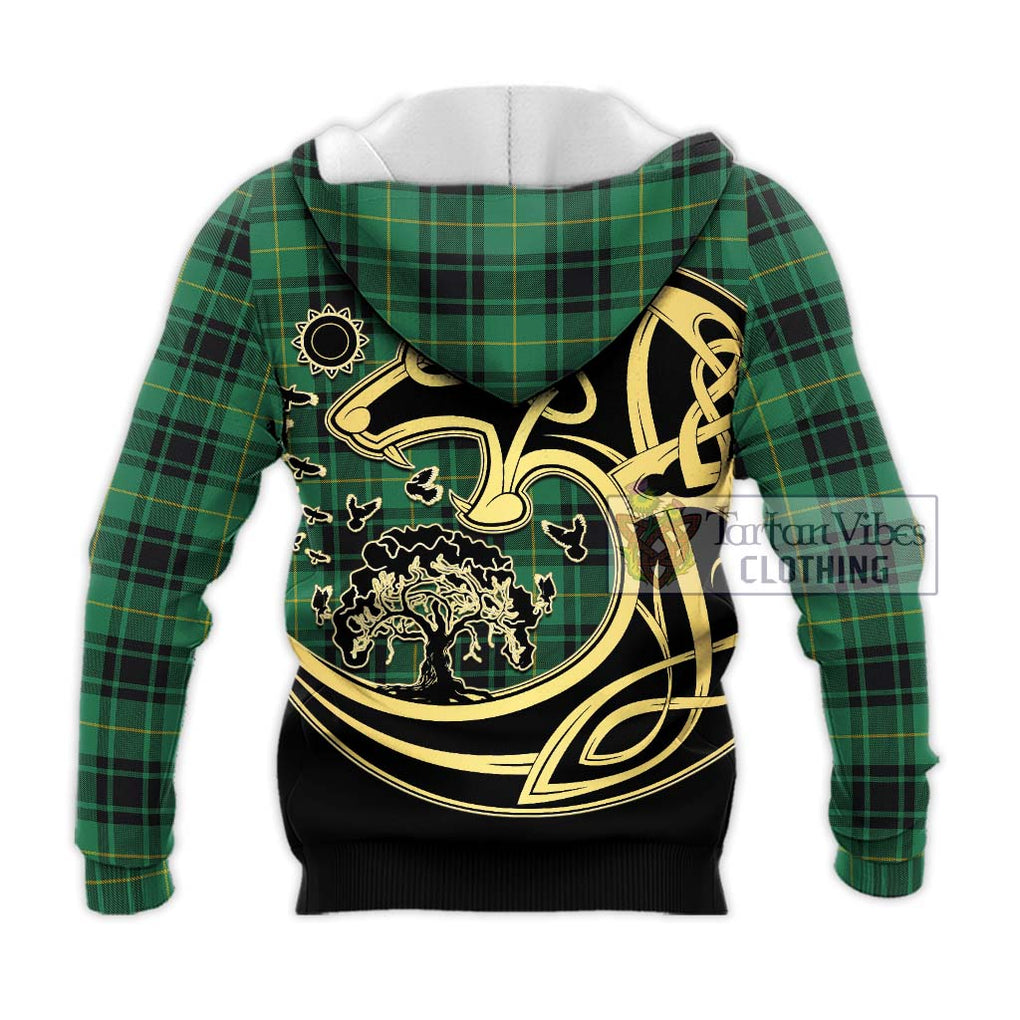 Arthur Ancient Tartan Knitted Hoodie with Family Crest Celtic Wolf Style - Tartan Vibes Clothing