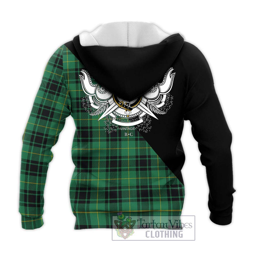 Arthur Ancient Tartan Knitted Hoodie with Family Crest and Military Logo Style - Tartanvibesclothing Shop