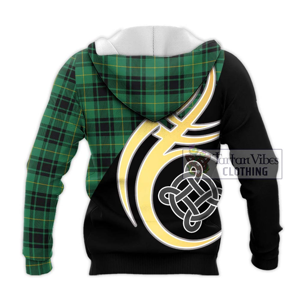 Arthur Ancient Tartan Knitted Hoodie with Family Crest and Celtic Symbol Style - Tartan Vibes Clothing