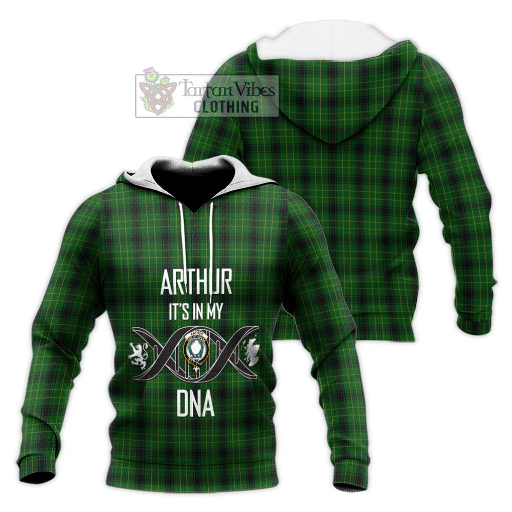 Arthur Highland Tartan Knitted Hoodie with Family Crest DNA In Me Style Unisex Knitted Pullover Hoodie - Tartanvibesclothing Shop