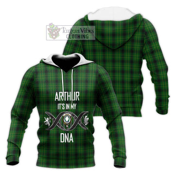 Arthur Highland Tartan Knitted Hoodie with Family Crest DNA In Me Style