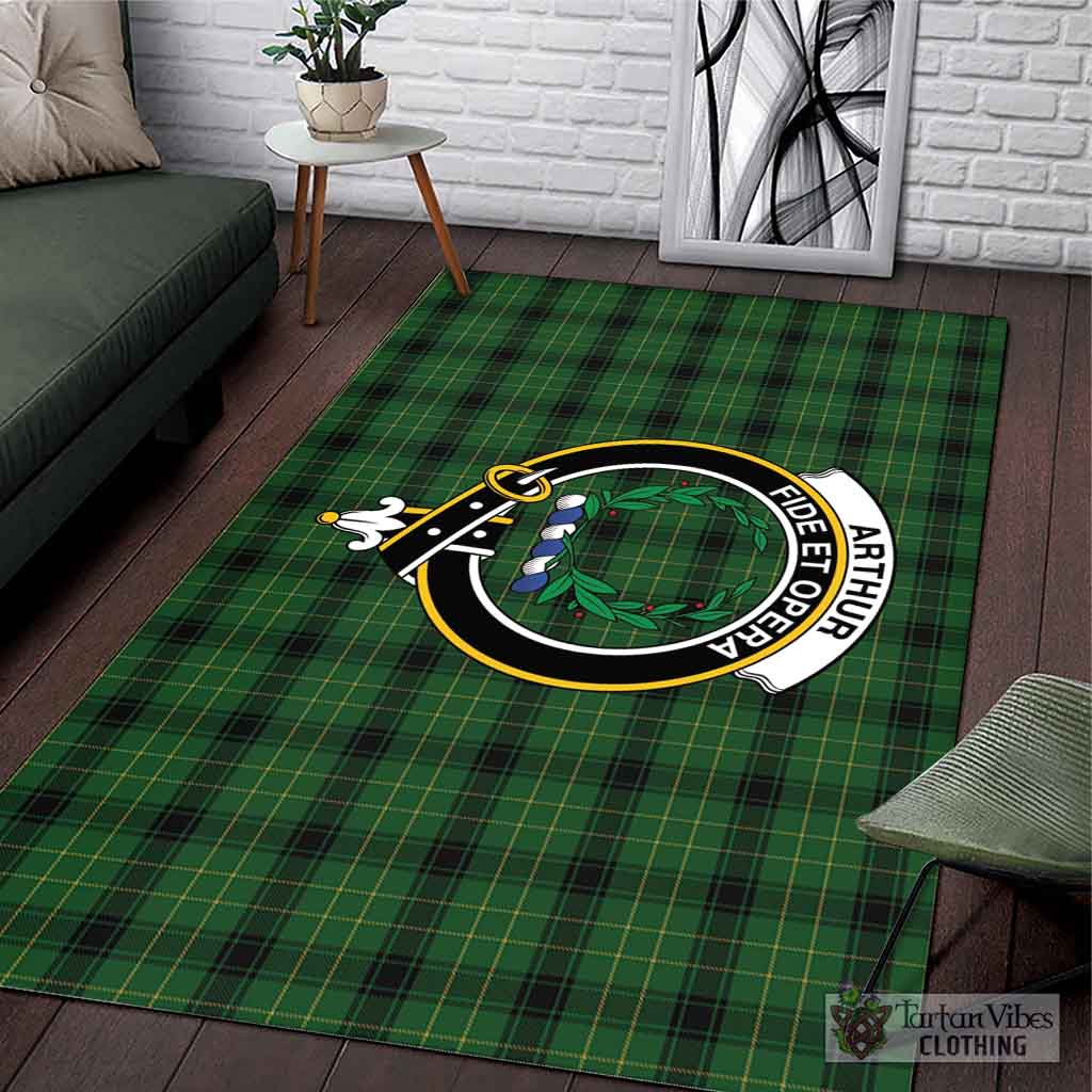 Tartan Vibes Clothing Arthur Highland Tartan Area Rug with Family Crest