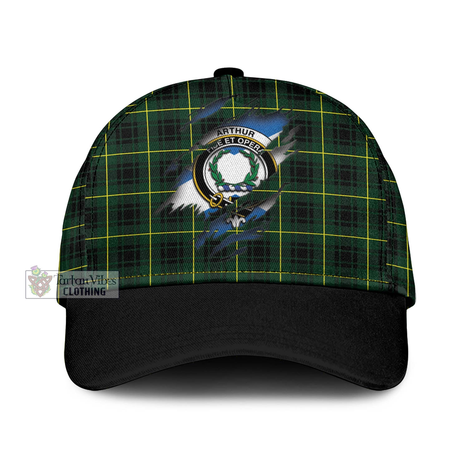 Tartan Vibes Clothing Arthur Modern Tartan Classic Cap with Family Crest In Me Style