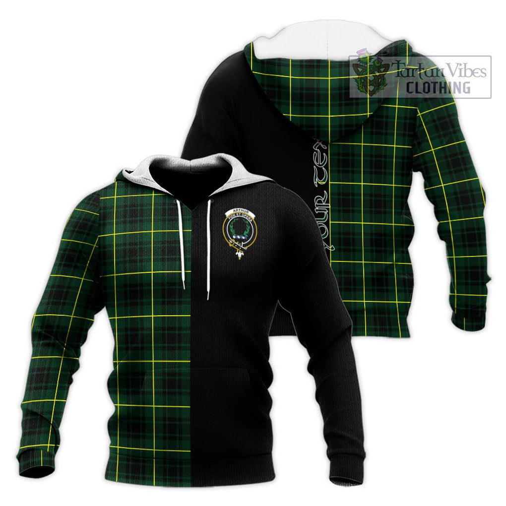 Arthur Modern Tartan Knitted Hoodie with Family Crest and Half Of Me Style Unisex Knitted Pullover Hoodie - Tartanvibesclothing Shop