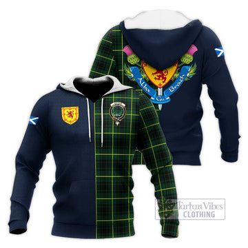 Arthur Modern Tartan Knitted Hoodie Alba with Scottish Lion Royal Arm Half Style