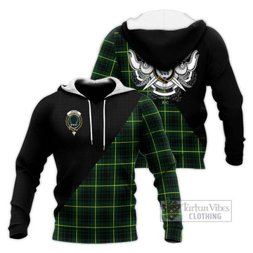 Arthur Modern Tartan Knitted Hoodie with Family Crest and Military Logo Style