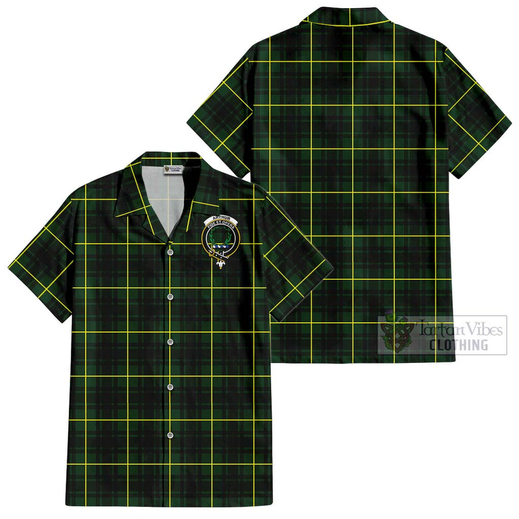 Arthur Modern Tartan Cotton Hawaiian Shirt with Family Crest Kid - Tartan Vibes Clothing