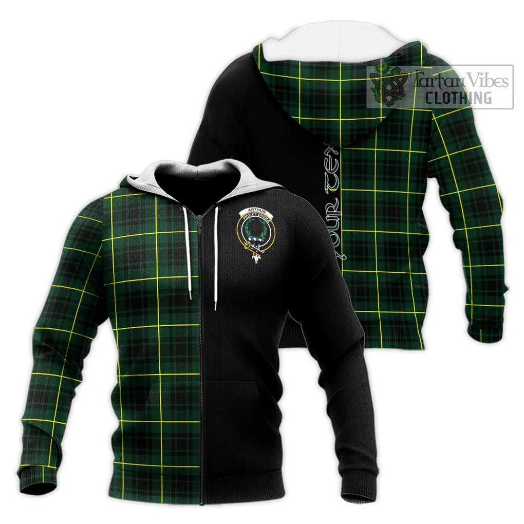 Arthur Modern Tartan Knitted Hoodie with Family Crest and Half Of Me Style Unisex Knitted Zip Hoodie - Tartanvibesclothing Shop