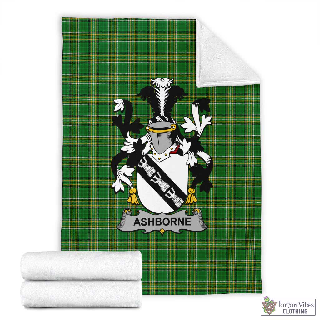 Ashborne Irish Clan Tartan Blanket with Coat of Arms X-Large 59 x 79 inches 150 x 200 cm - Tartan Vibes Clothing