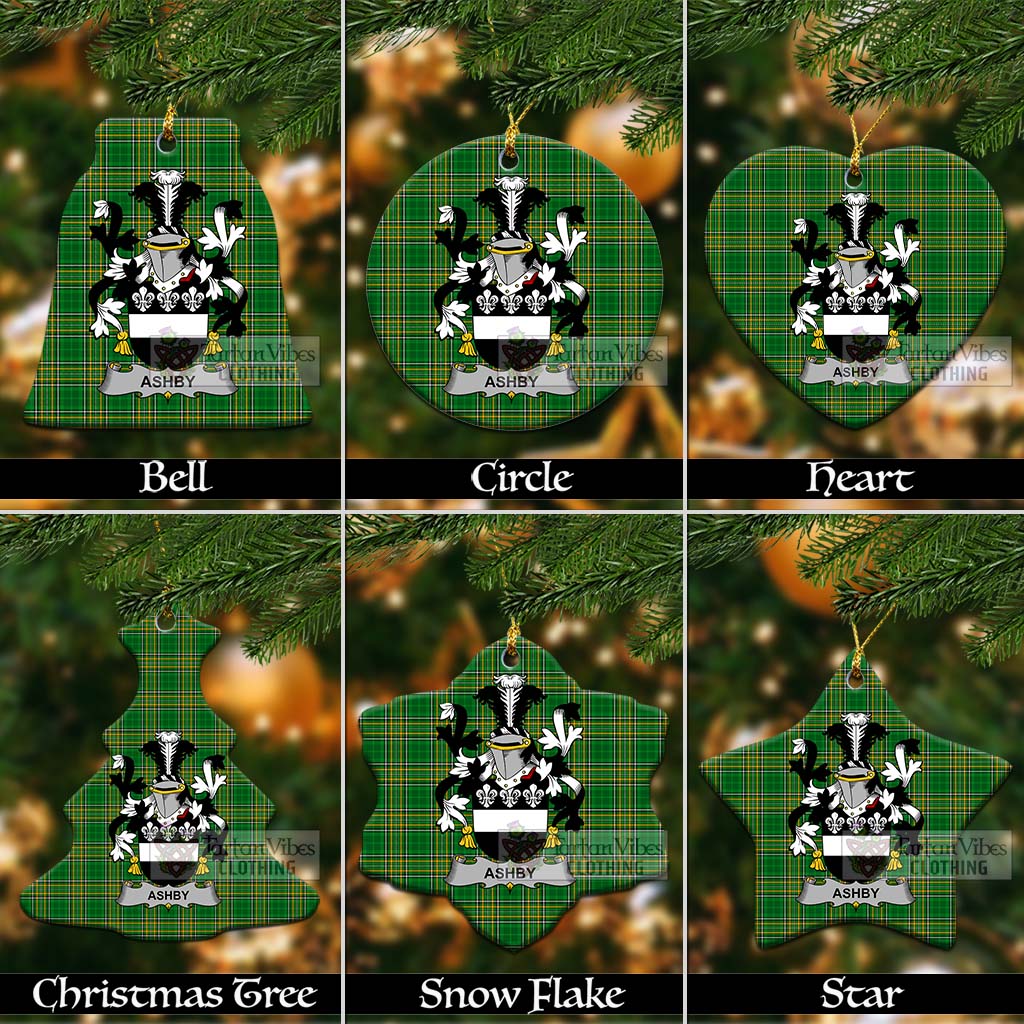 Tartan Vibes Clothing Ashby Irish Clan Tartan Christmas Ceramic Ornament with Coat of Arms