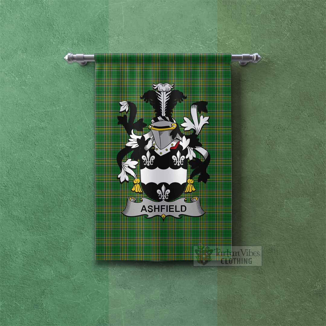 Ashfield Irish Clan Tartan Gonfalon, Tartan Banner with Coat of Arms Rectangle - Tartan Vibes Clothing