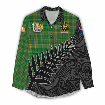 Ashmore Irish Clan Tartan Women's Casual Shirt with Coat of Arms New Zealand Silver Fern Half Style