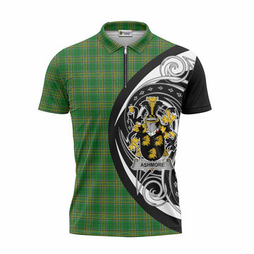 Ashmore Irish Clan Zipper Polo Shirt Celtic Circle Style Unisex - Tartan Vibes Clothing