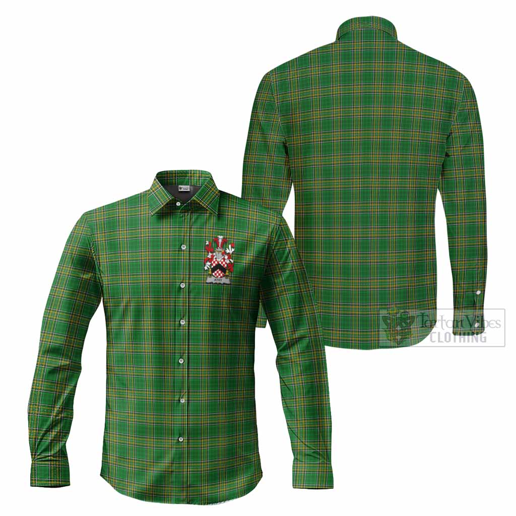 Athy Irish Clan Tartan Long Sleeve Button Up with Coat of Arms