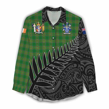 Atkins Irish Clan Tartan Women's Casual Shirt with Coat of Arms New Zealand Silver Fern Half Style