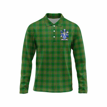 Atkins Irish Clan Tartan Long Sleeve Polo Shirt with Coat of Arms