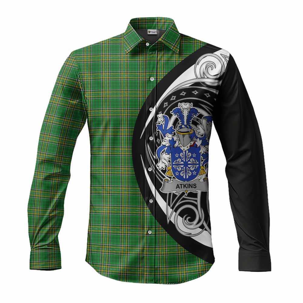 Atkins Irish Clan Long Sleeve Button Shirt Celtic Circle Style Men's Shirt S - Tartan Vibes Clothing