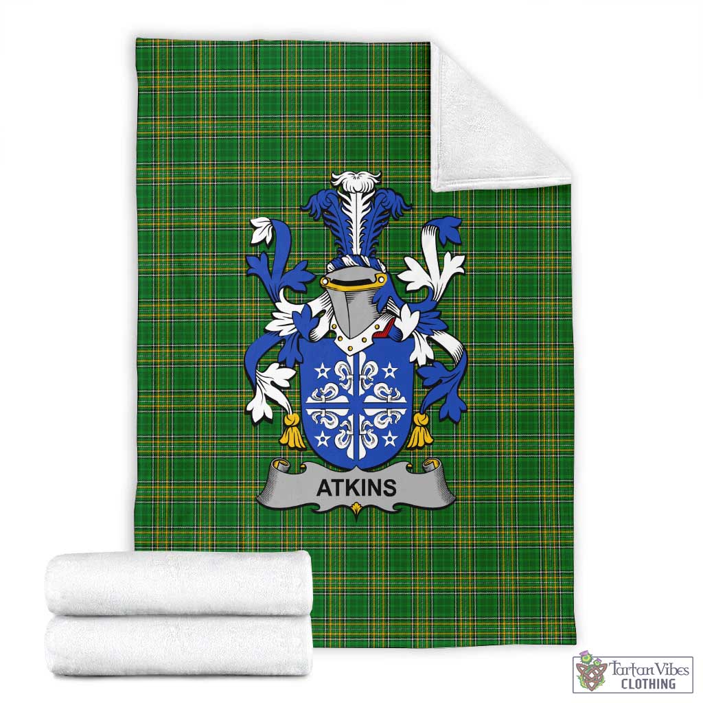 Atkins Irish Clan Tartan Blanket with Coat of Arms X-Large 59 x 79 inches 150 x 200 cm - Tartan Vibes Clothing