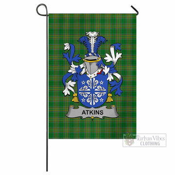 Atkins Irish Clan Tartan Flag with Coat of Arms