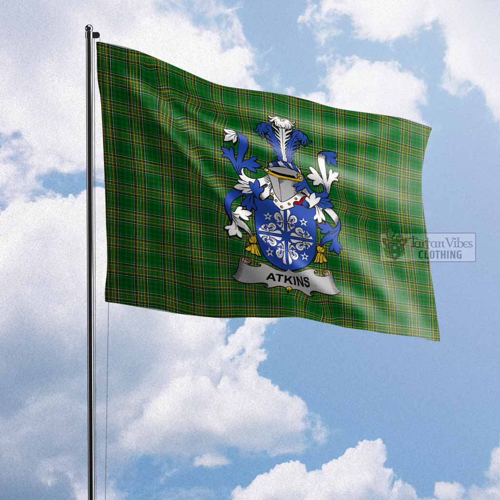 Tartan Vibes Clothing Atkins Irish Clan Flag with Coat of Arms