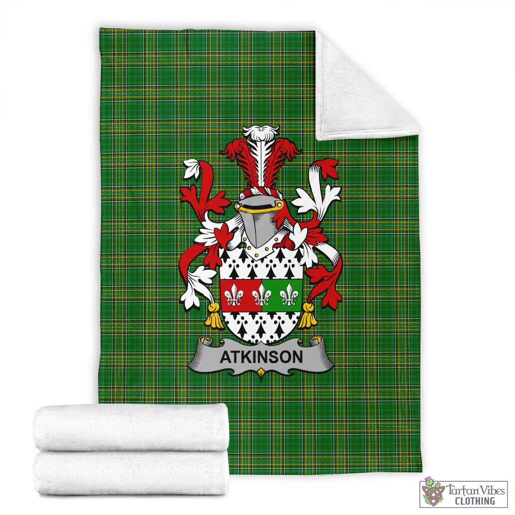 Atkinson Irish Clan Tartan Blanket with Coat of Arms X-Large 59 x 79 inches 150 x 200 cm - Tartan Vibes Clothing