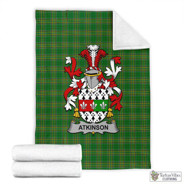 Atkinson Irish Clan Tartan Blanket with Coat of Arms X-Large 59 x 79 inches 150 x 200 cm - Tartan Vibes Clothing
