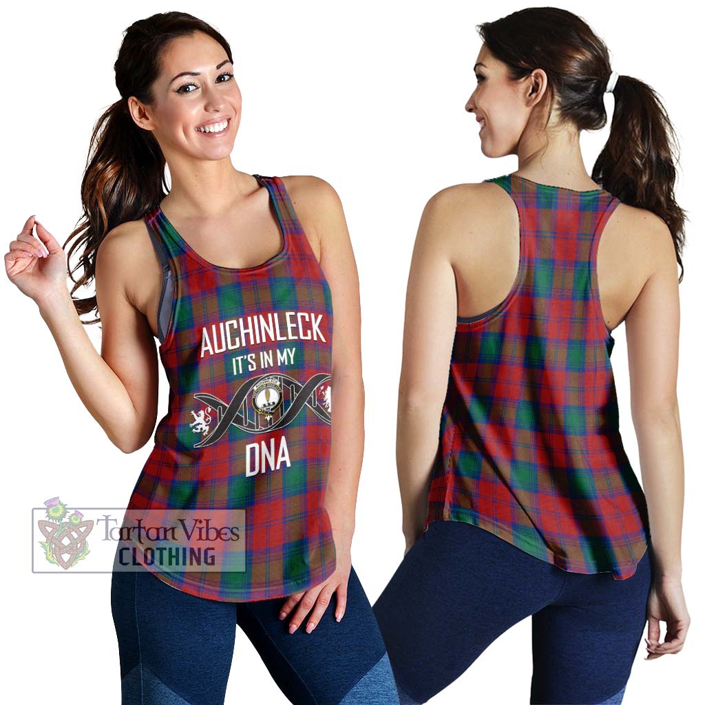 Tartan Vibes Clothing Auchinleck Tartan Women's Racerback Tanks with Family Crest DNA In Me Style