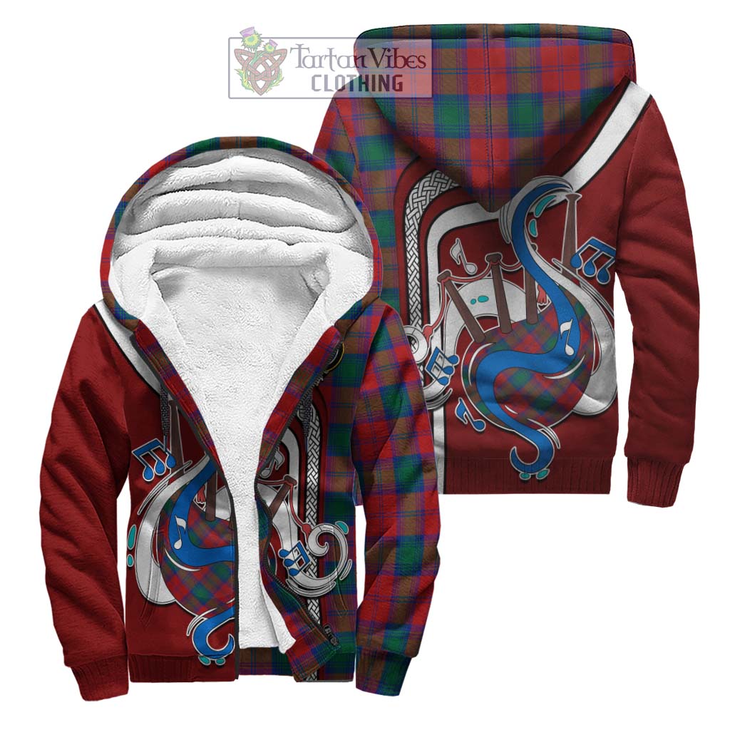 Tartan Vibes Clothing Auchinleck Tartan Sherpa Hoodie with Epic Bagpipe Style